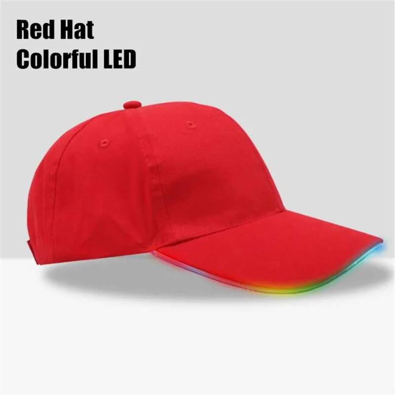 Red Hat color LED 200 p! Мужская и женская светодиодный светящийся цветной бейсбольный головной убор для мальчиков и девочек Подростковая светодиодная светлая крышка в темноте вечерние реквизит для клуба хип-хоп кепка с козырьком - Цвет: Red Hat color LED