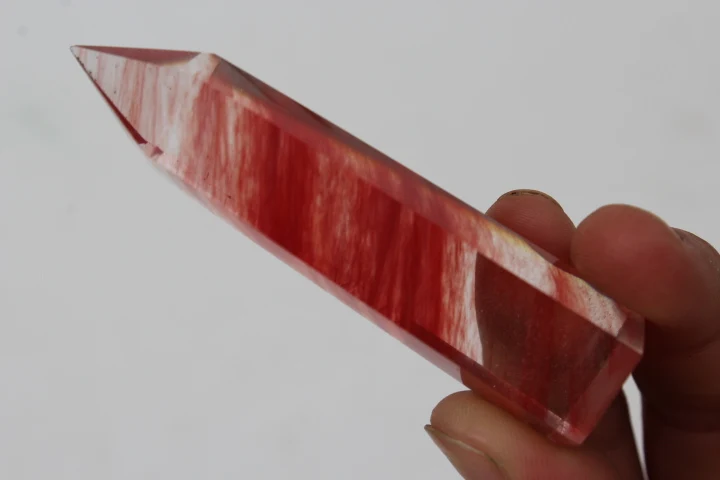 

2pcs RED SMELT QUARTZ CRYSTAL WAND POINT HEALING