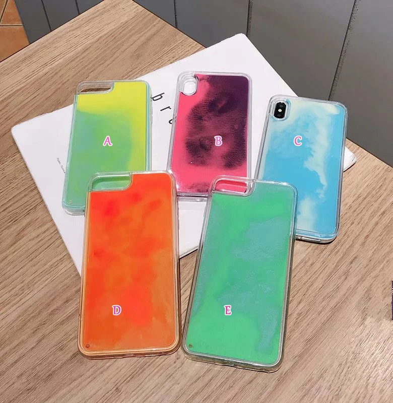 Светящийся Жидкий чехол для Iphone XS MAX X XR 8 7 Plus 6 6s Жесткий ПК + Мягкий ТПУ зыбучий