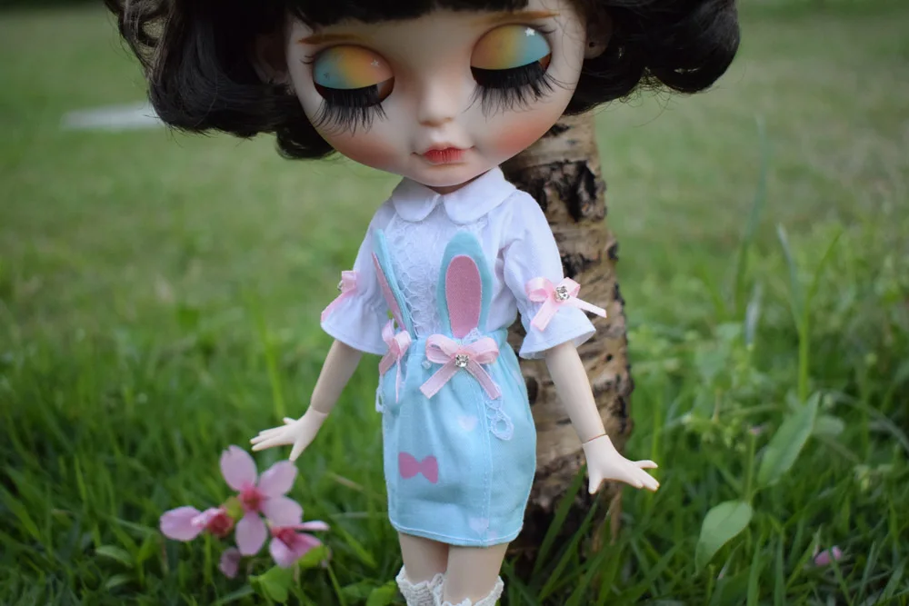 1 комплект, платье с милым кроликом и рубашки, комплект одежды для Blyth Azone 1/6, аксессуары для кукол