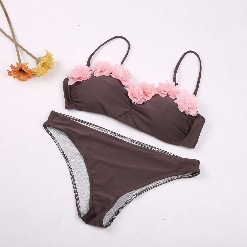 summer Women's superior quality Push Up Swimwear Sexy Flower bandage Bikini Set Halter Straps Tankinis Bathing Suit Beachwear |
