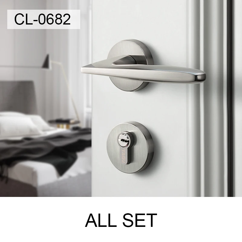 CL-0682-nie 3 цвета/Американский цинковый сплав дверной замок для межкомнатных дверей дверная ручка Круглый раздельный замок Противоугонный комнатный безопасный дверной замок набор - Цвет: CL-0682-nie