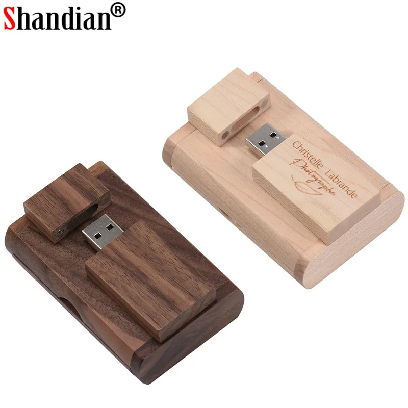 SHANDIAN USB 2,0 логотип на заказ Деревянный usb+ коробка персональный логотип ручка-накопитель 8 ГБ 16 ГБ 32 ГБ 64 Гб usb флеш-накопитель Флешка карта памяти