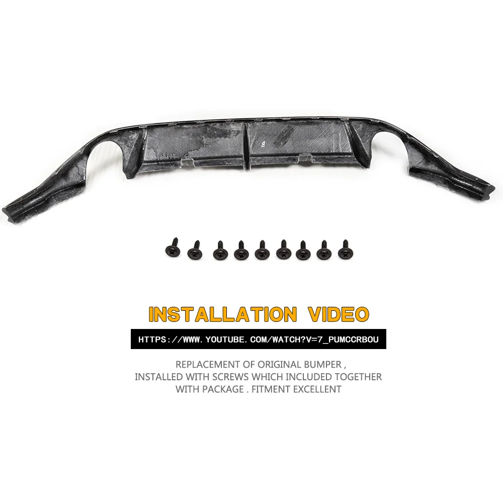 Carbon Fiber Car Rear Bumper Diffuser Lip spoiler For Volkswagen VW GOLF 7 GTI Standard 14-16 dual exhaust one out Black FRP