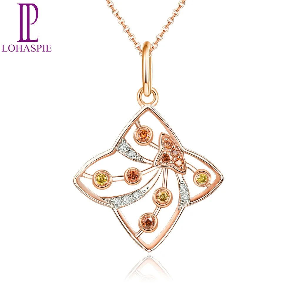 

Diamond-Jewelry Rose Gold Pendant Solid 18K 750 Blue Yellow Red Diamond Fine Fashion Stone Jewelry For Women's Gift Lohaspie