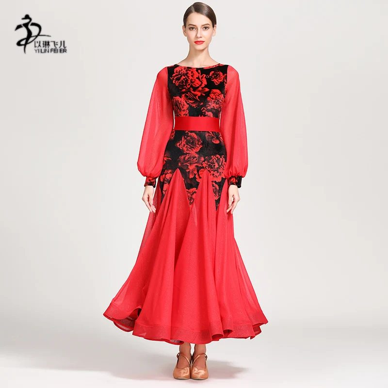 Длинные бальные платья платье для танго|Бальные танцы| |