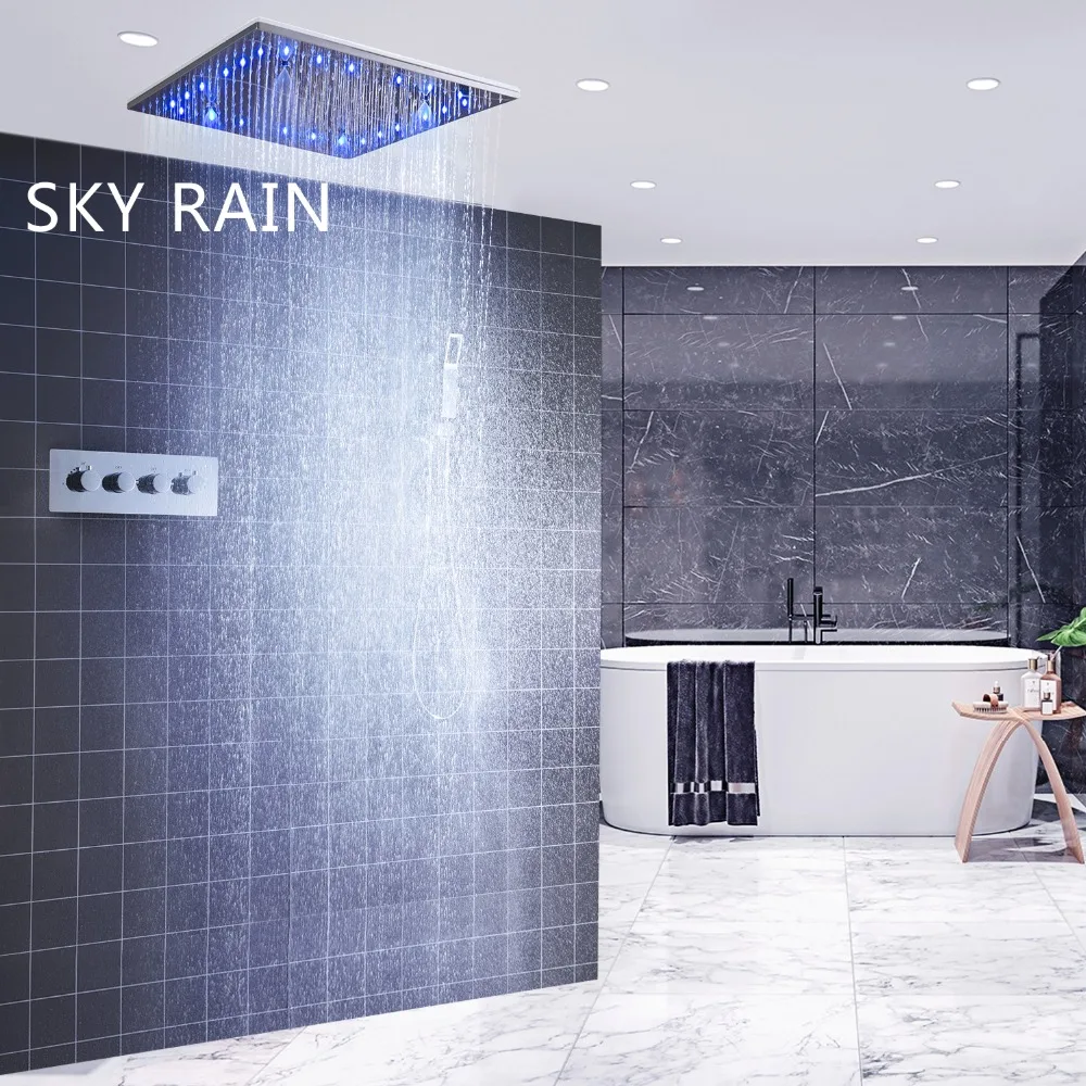 SKY RAIN ванная комната светодиодный набор для душа дождевой массаж спа туман квадратная душевая головка с термостатическим клапаном