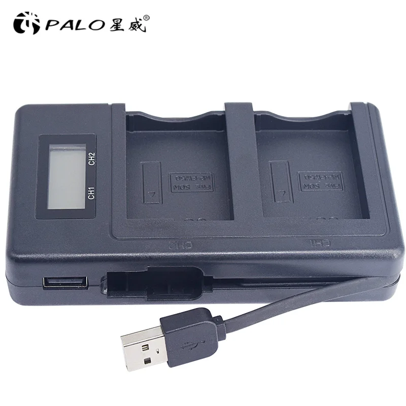 Черный PALO NP-FW50 зарядное устройство для камеры npfw50 fw50 lcd USB двойное зарядное устройство для sony A6000 5100 a3000 a35 A55 a7s II alpha 55 alpha 7 A - Цвет: Черный