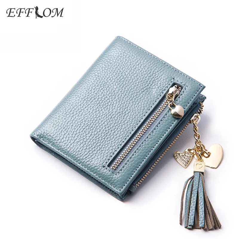 Real Genuine Leather Wallet Women Luxury Brand Cute Fringe Small Short Ladies Purses Zipper Coin Purse Pouch Card Holder | Багаж и сумки
