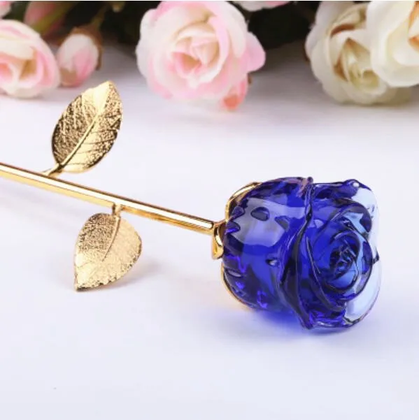 Blue B NOOLIM хрустальные статуэтки розы из стекла, ремесло, свадьба, день Святого Валентина, подарки, украшение стола, украшения - Цвет: Blue B