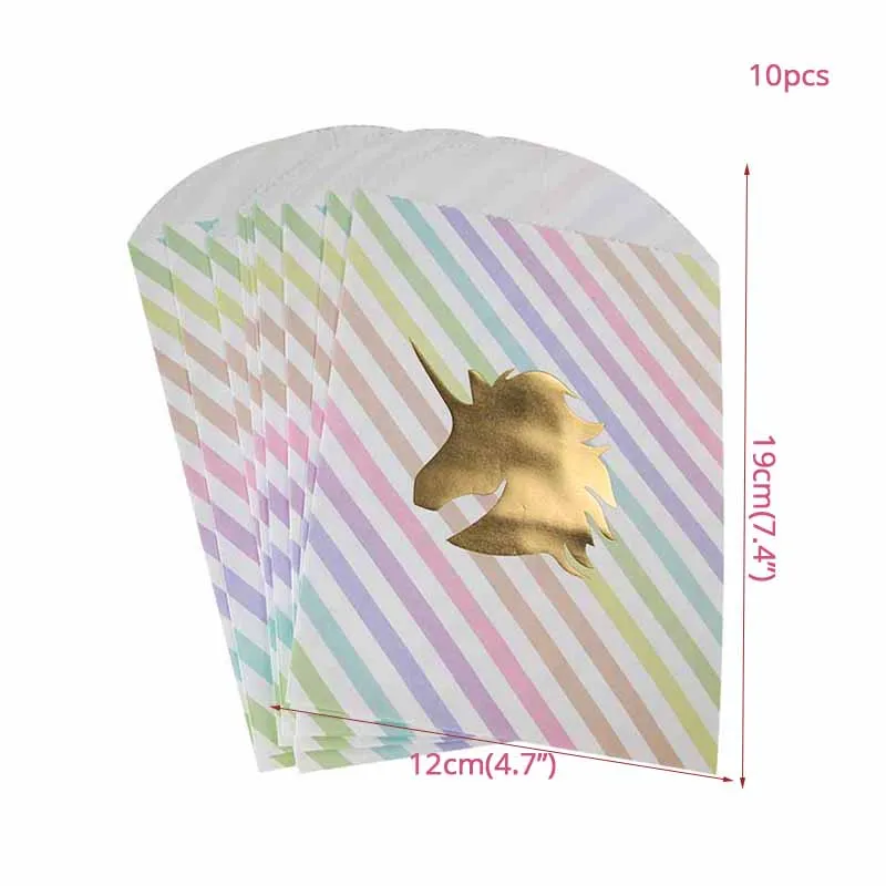 10pcs Candy Bags На день рождения с изображением единорога декоративный комплект Единорог пластины салфетки для стаканчиков покрытие стола Беби Шауэр детский украшение на день рождения, вечеринку поставки - Цвет: 10pcs Candy Bags