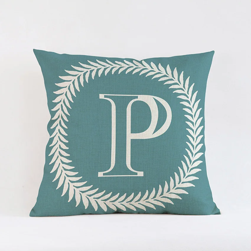 P Alphabet Cushion Cover 26 Letters A-Z Cotton Linen Baby Room Decorative Pillows Case Nordic Office Chair Seat Pillow Covers - Цвет: P