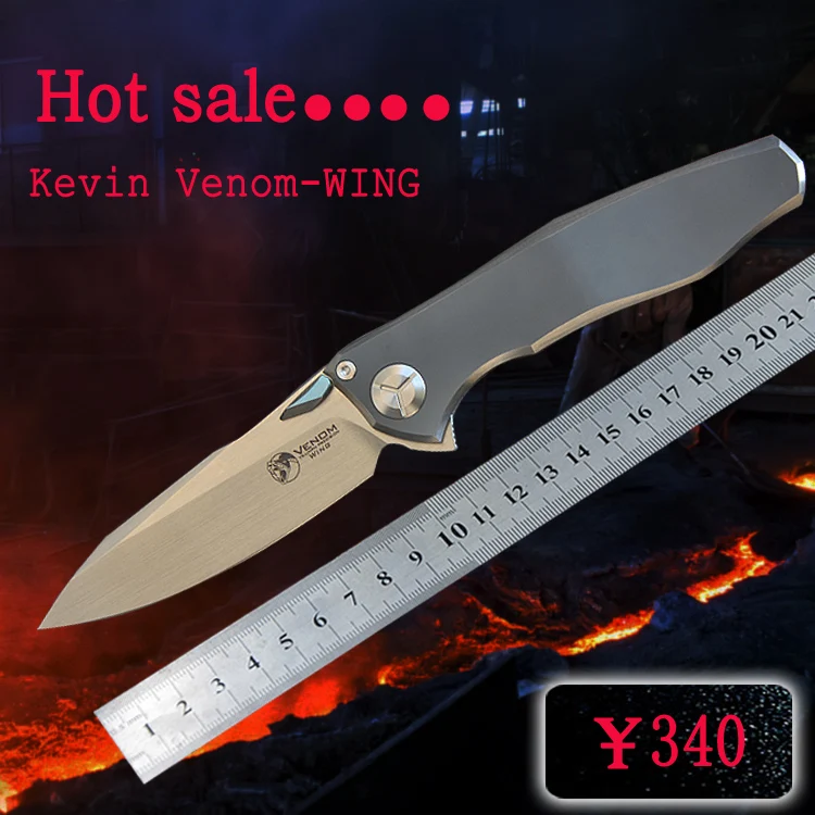 Kevin John VENOM 4 крыла M390 однотонные титановый плавник складной нож Керамический