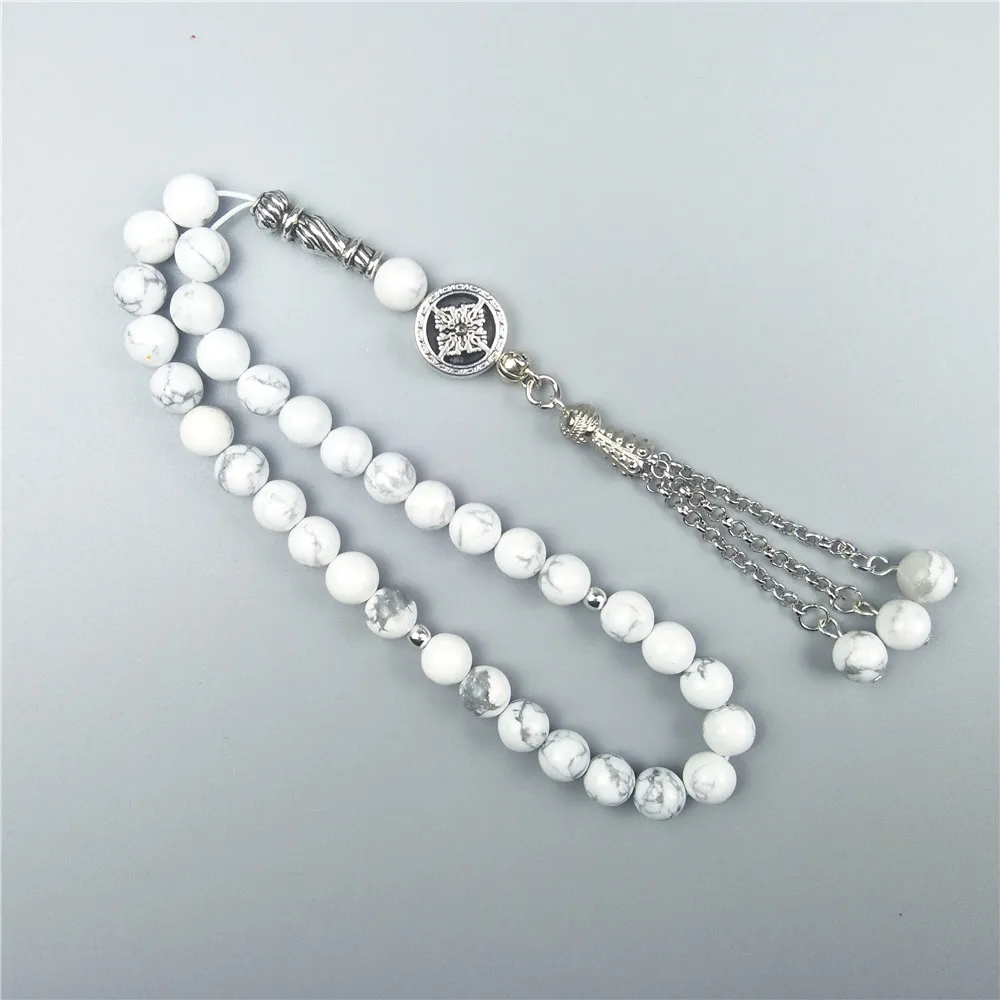 8 мм белые howlite мусульманские четки ислам ic Tasbih Allah молитва Tesbih ислам Misbaha беспокойные бусины