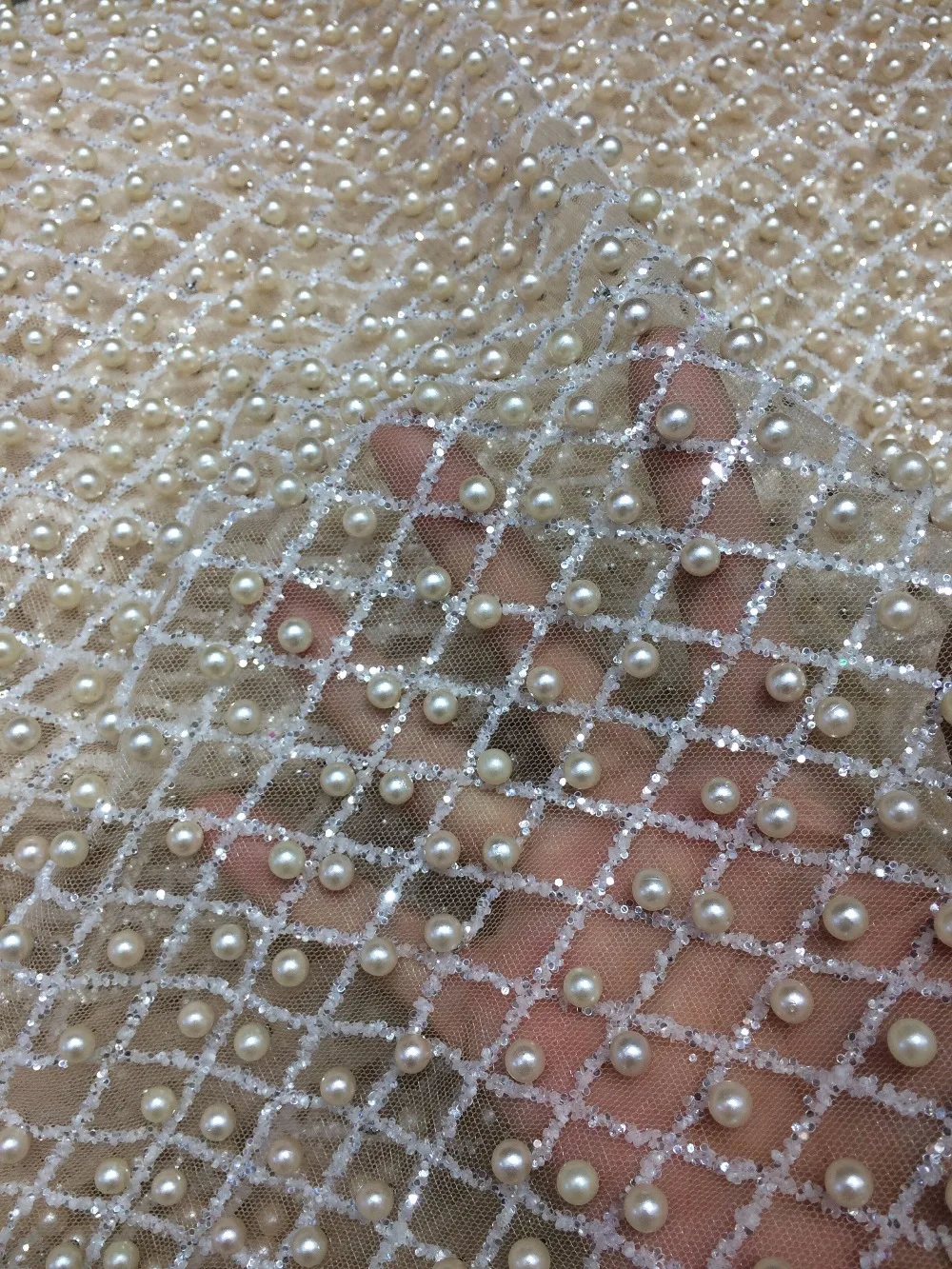 

Красивая склеенная блестящая Тюлевая сетчатая ткань с бисером склеенная блестящая кружевная ткань с блестками ZH-1295 для вечеринки