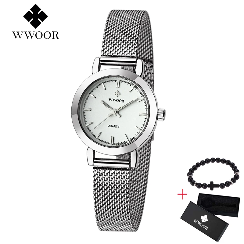 

2019 WWOOR Women Watches Brand Luxury Sports Watch Mesh Steel Waterproof Ladies Quartz Watch Clock Relogio Feminino Free gift