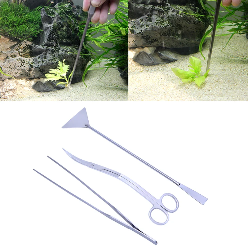 

3Pcs/set Stainless Steel Aquarium Aquatic Maintenance Trim Tools Kit Live Plants Maintenance Tweezers Scissors Leveler Tool Kit