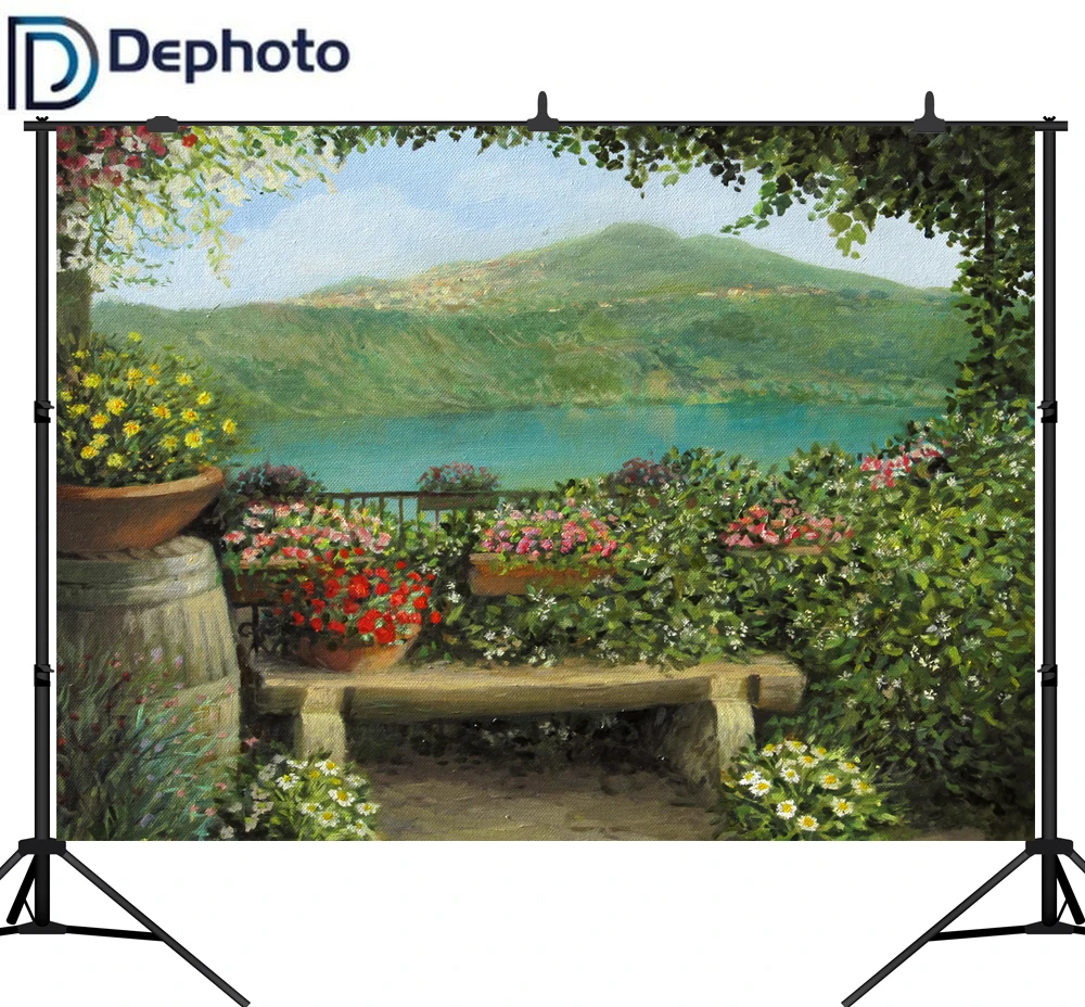 DePhoto Весенний сад фон для фотосъемки сказочная сцена цветы дерево на заказ
