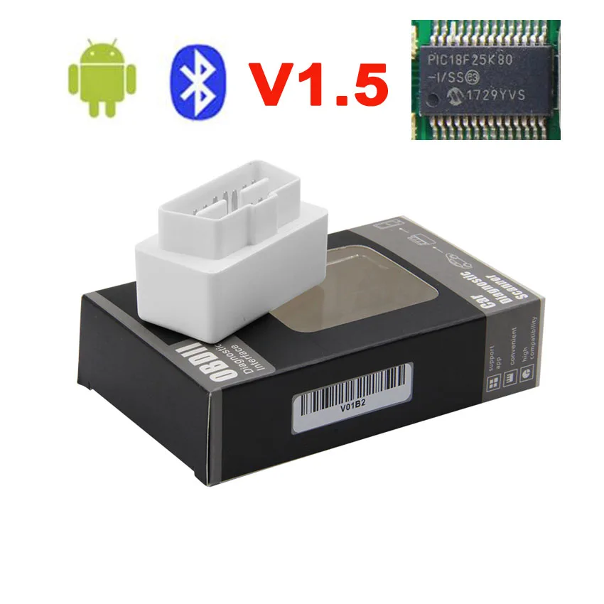 White 10 шт. ELM327 V1.5 PIC18F25K80 elm 327 v1.5 для Android/PC OBD2 Bluetooth сканер OBD 2 OBD2 диагностический инструмент ODB2 считыватель кодов - Цвет: White