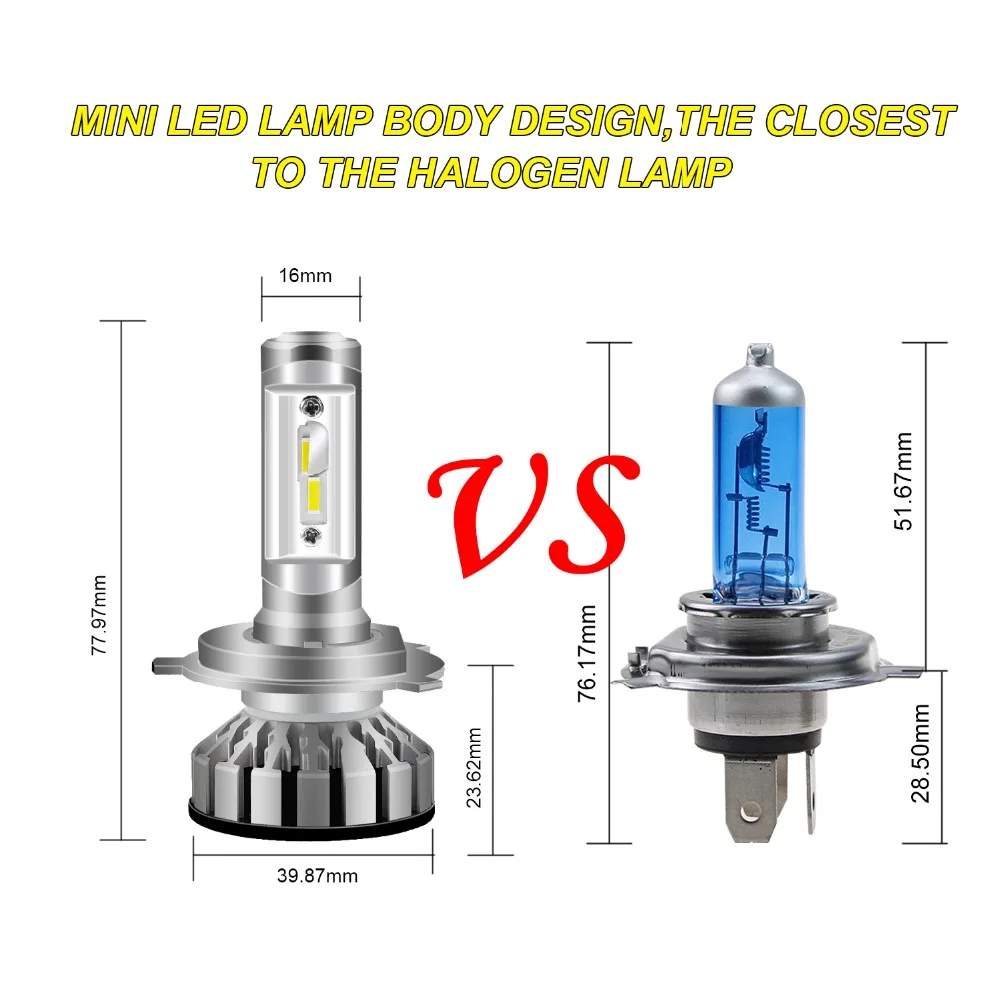 

CARLITS Car Headlight H7 LED 12V 50W 11000LM/SET IP68 Automobile Headlamp Led Light Replacement 6000K White