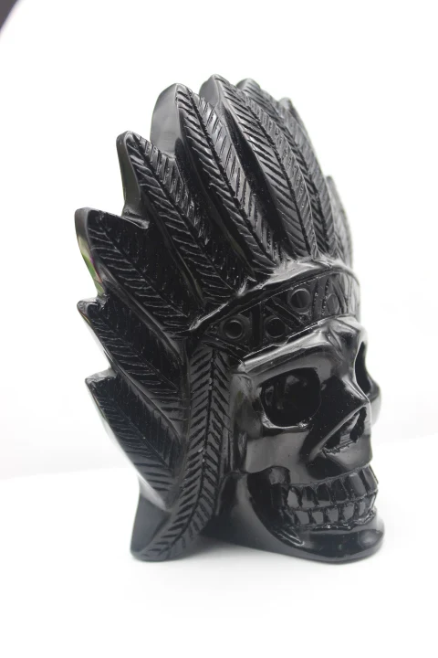 459 г природный обсидиан резной кристалл кварца череп Рейки Исцеление | Дом и сад