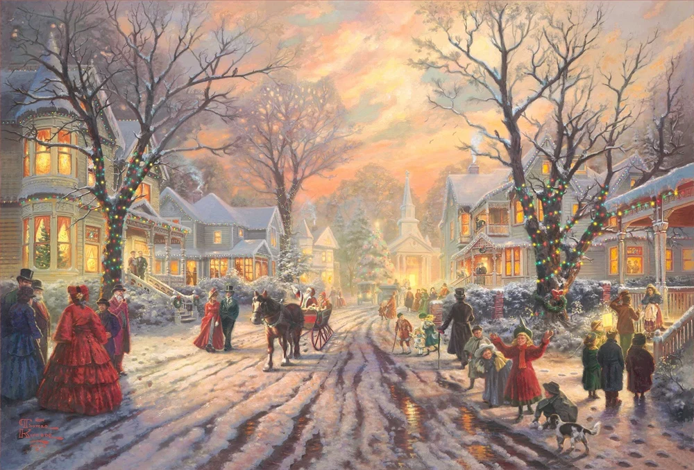 1 шт. HD Thomas Kinkade викторианская Рождественская Картина на холсте с рисунком