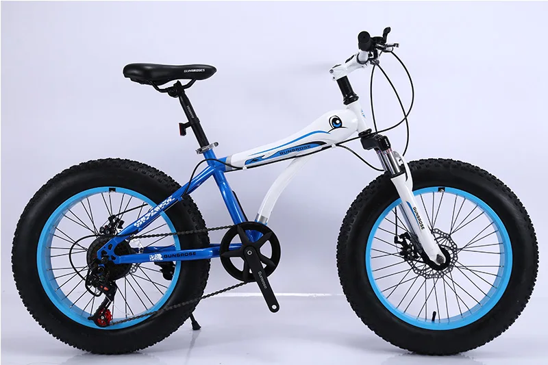 KUBEEN складной велосипед для снега MTB 2" 7 21 24 27 скорость двойной диск горный Fat велосипедная Подвеска стальная рама 4" Шины алюминиевые колеса - Цвет: blue 2