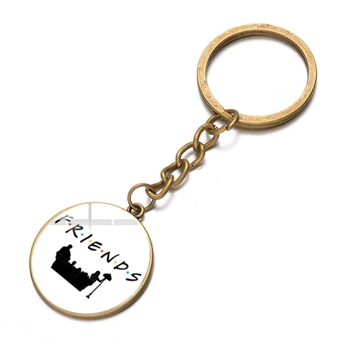 Style 17 SONGDA Friends TV Show Keychain Classic Scene Central Perk Logo Glass Gem Key Ring Bag Charm Key Chain for Good Friends Trinkets - Цвет: Style 17