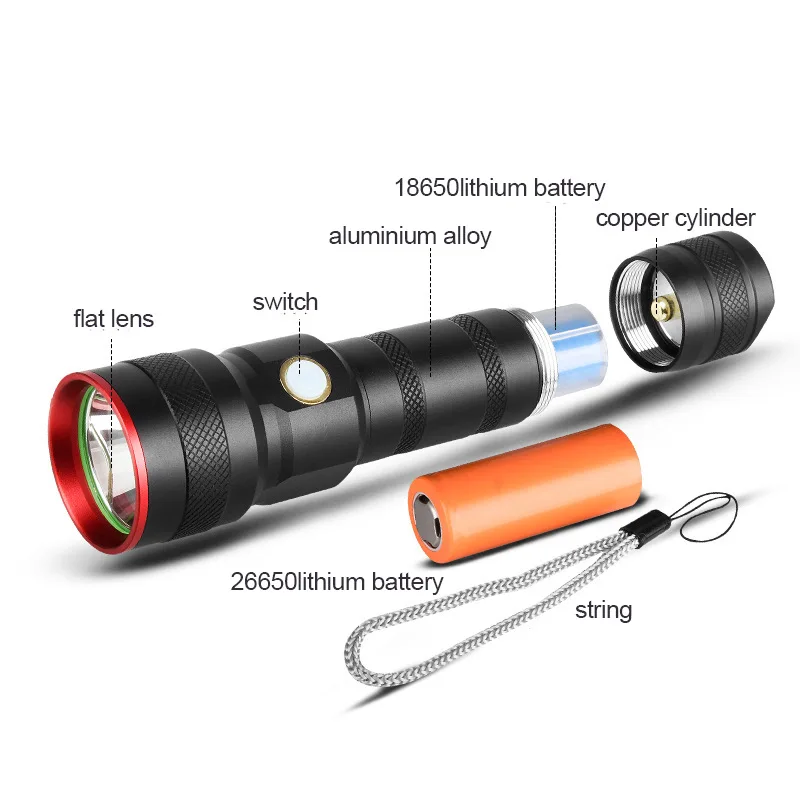 USB порт для зарядки светодиодный фонарик T6 4000LM водонепроницаемый фонарь