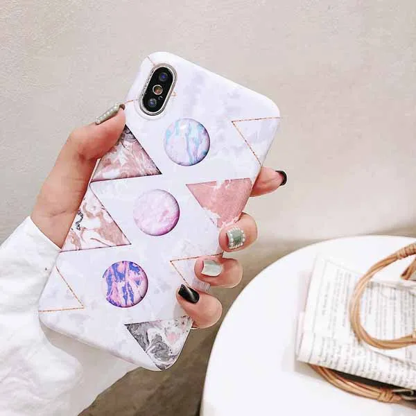 e LOVECOM мраморный чехол для телефона для iPhone 11 Pro Max XS Max XR XS 6 6S 7 8 Plus X геометрический треугольник мягкий IMD чехол для телефона подарки - Цвет: e