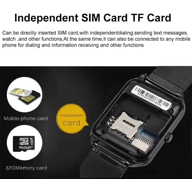 Смарт часы GT08 Z60 для мужчин и женщин наручные с Bluetooth поддержка SIM/TF карт Apple Android Phone