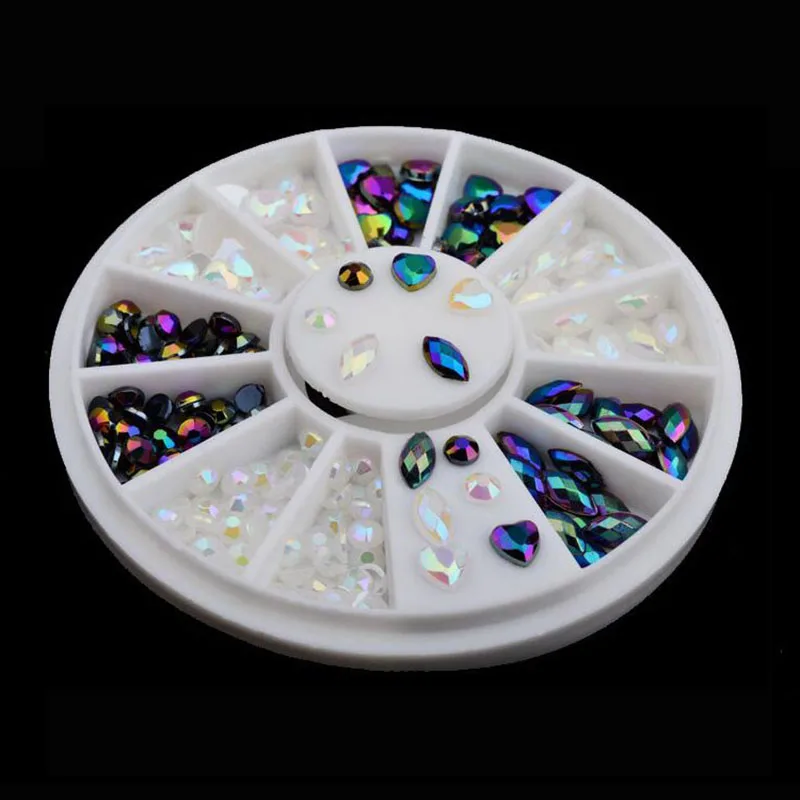 1 коробка разноцветные Стразы для ногтей дизайн в форме сердца 3D украшения