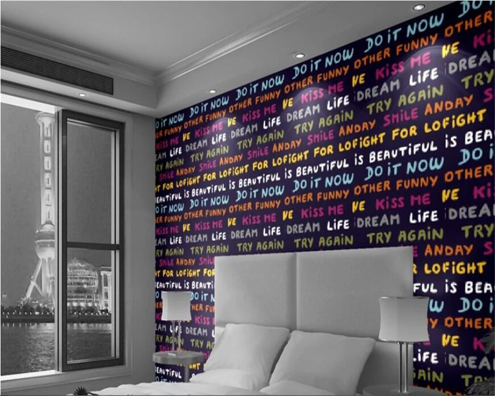 

beibehang papier peint mural 3d English alphabet luxury Italy Europe classic metal texture shiny vinyl wallpaper roll copper