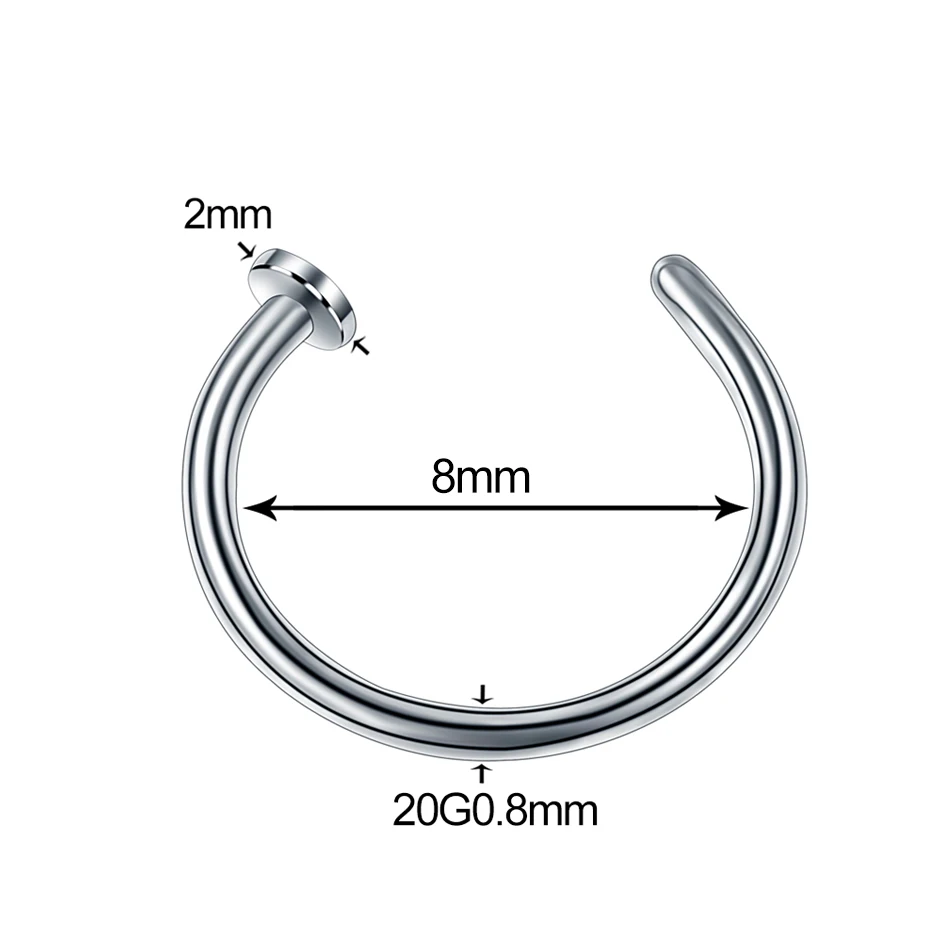 20G 0.8x8x2mm 1 шт./лот 20 г стальное кольцо в носу кольцо для пирсинга Nariz розовое золото поддельные перегородки кольцо 18 г пирсинг Oreille серьги на Козелок поддельные Percings - Окраска металла: 20G 0.8x8x2mm