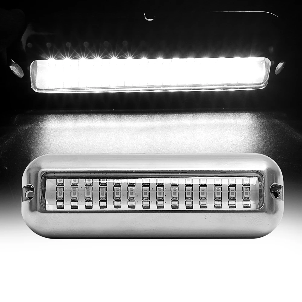 42 LED White Универсальный 12V светодиодный 27/42 светодиодный морской Нержавеющая сталь под водой понтон Водонепроницаемый лодка транца светильник - Цвет: 42 LED White