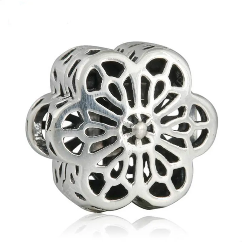 New Spring Collection Authentic 925 Sterling Silver Floral Daisy Lace Charm Fit Original Brand Charms Bracelet jewelry