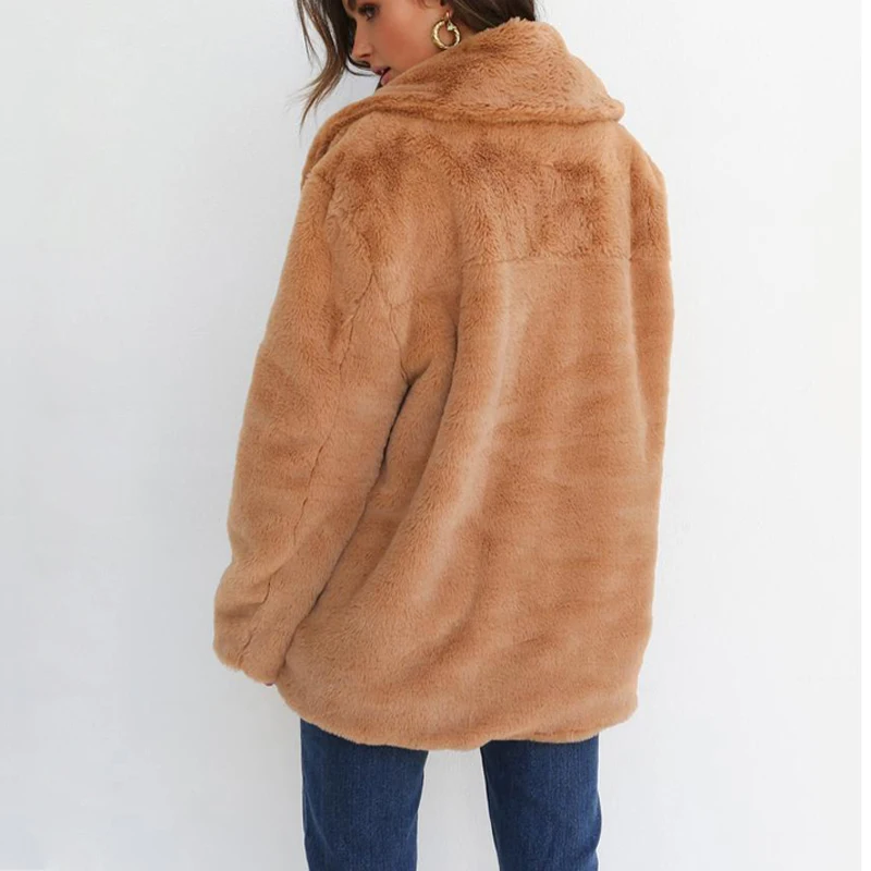 Женское меховое пальто ELSVIOS повседневное теплое с капюшоном и отложным