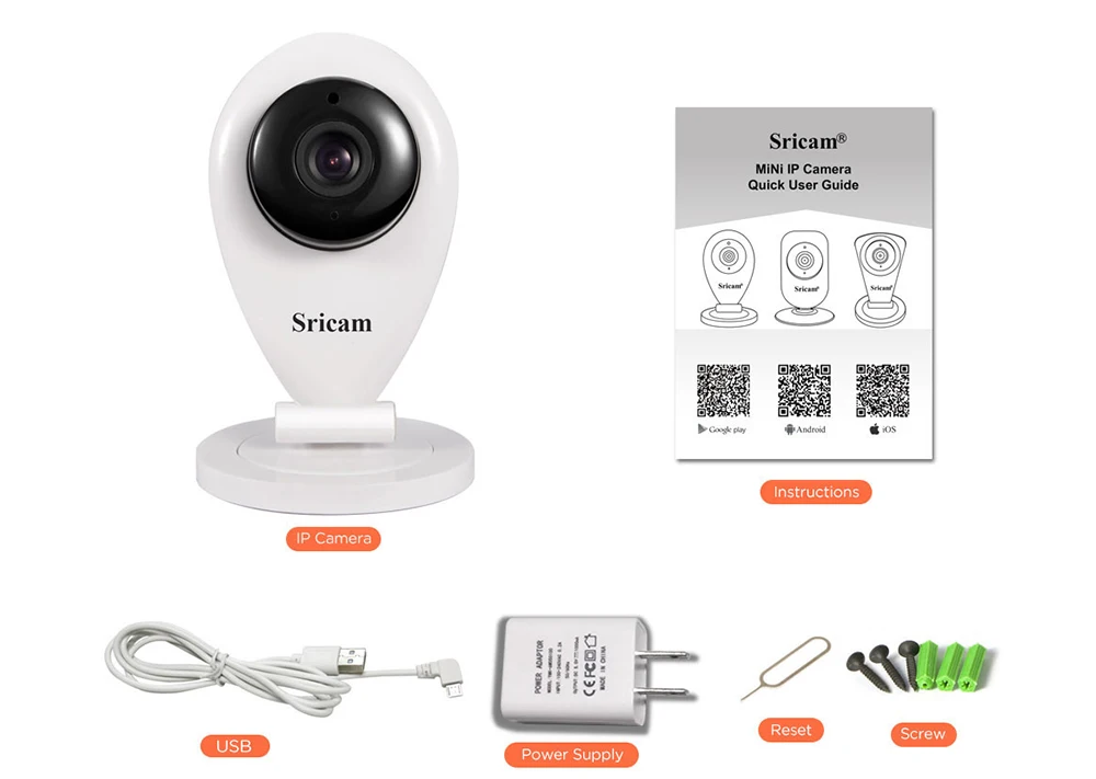 Sricam SP009 HD 720P Мини Wifi ip-камера Беспроводная P2P радионяня сетевая CCTV камера безопасности с ИК-подсветкой двухстороннее аудио