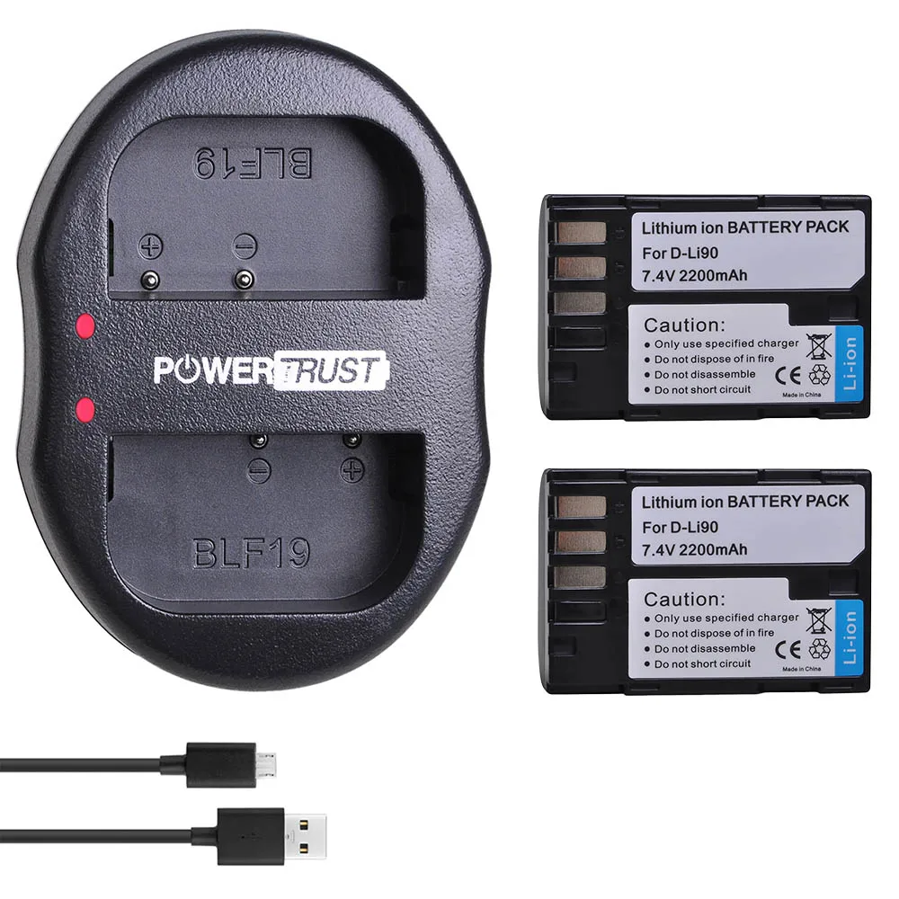 2 Battery Set 2 шт. D-LI90 DLi90 D Li90 Батарея akku+ USB Зарядное устройство для Pentax K-7 K-7D K-5 K-5 II 645D K01 z1 K-3 K-3 II 645Z L15 - Цвет: 2 Battery Set