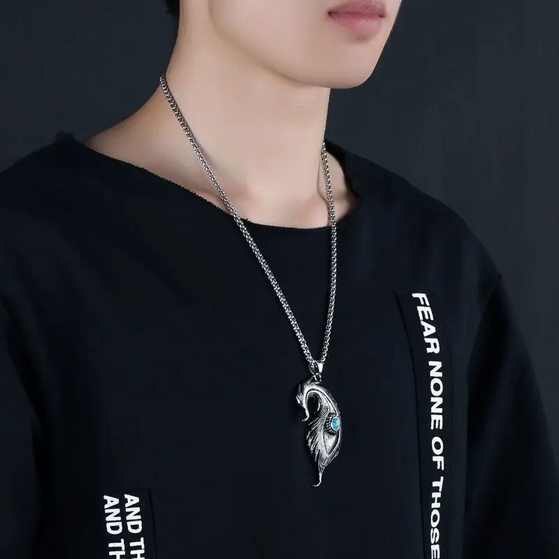 Большое мужское ожерелье кулон из перьев нержавеющая сталь хип-хоп ювелирные