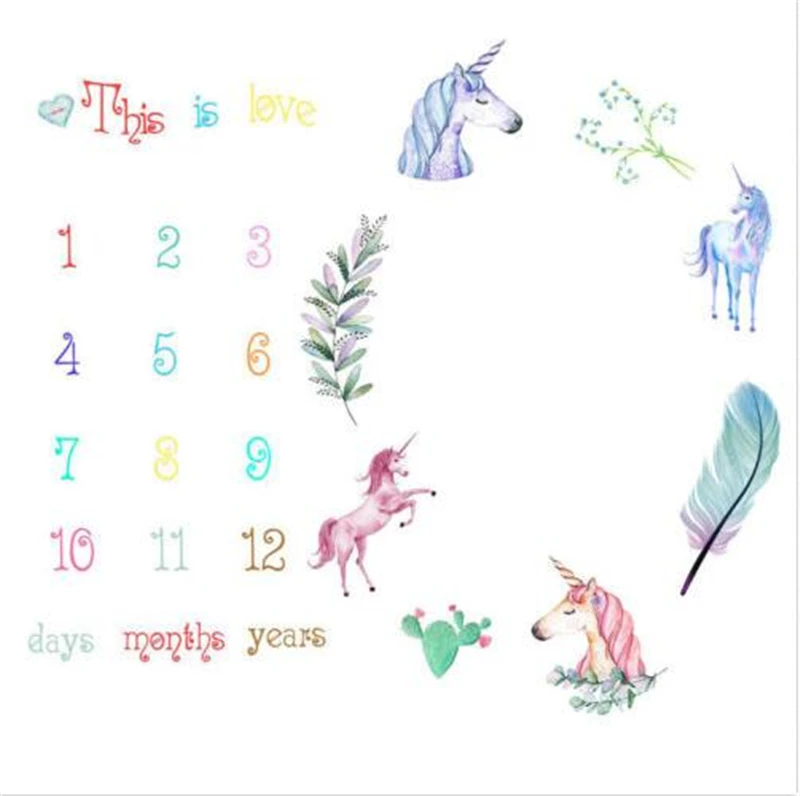 Unicorn Покрывало для фото новорожденных, 5 цветов, крылья ангела, Хлопковое одеяло с цветочным рисунком для маленьких девочек и мальчиков, для фотосессии - Color: Unicorn
