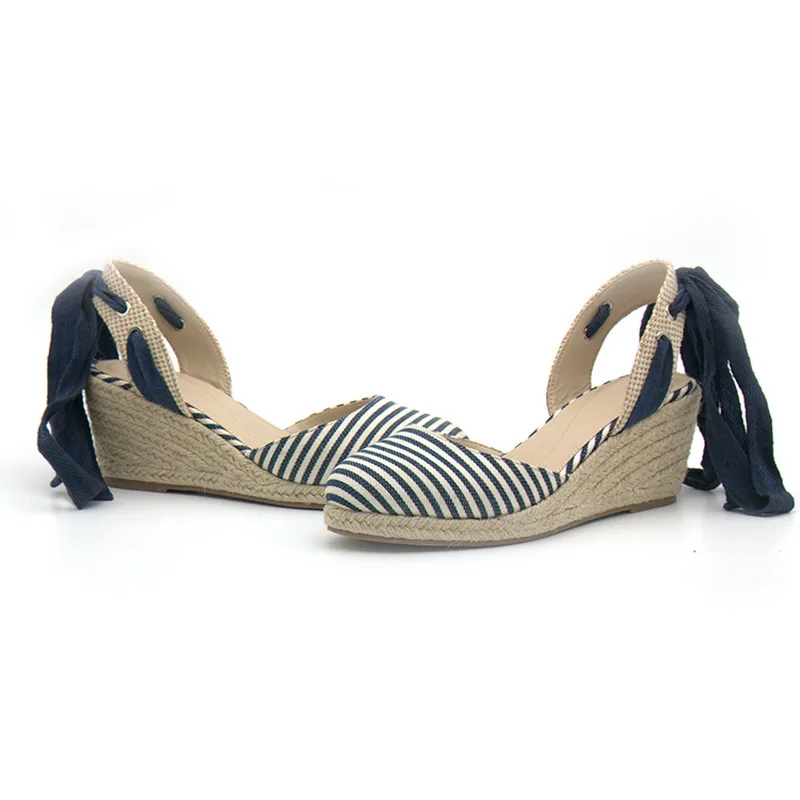 Teahoo/летние женские босоножки на танкетке с ремешком щиколотке Босоножки в