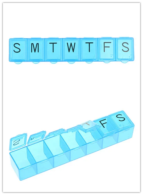 Коробка для таблеток синего цвета 7 дней контейнер на неделю