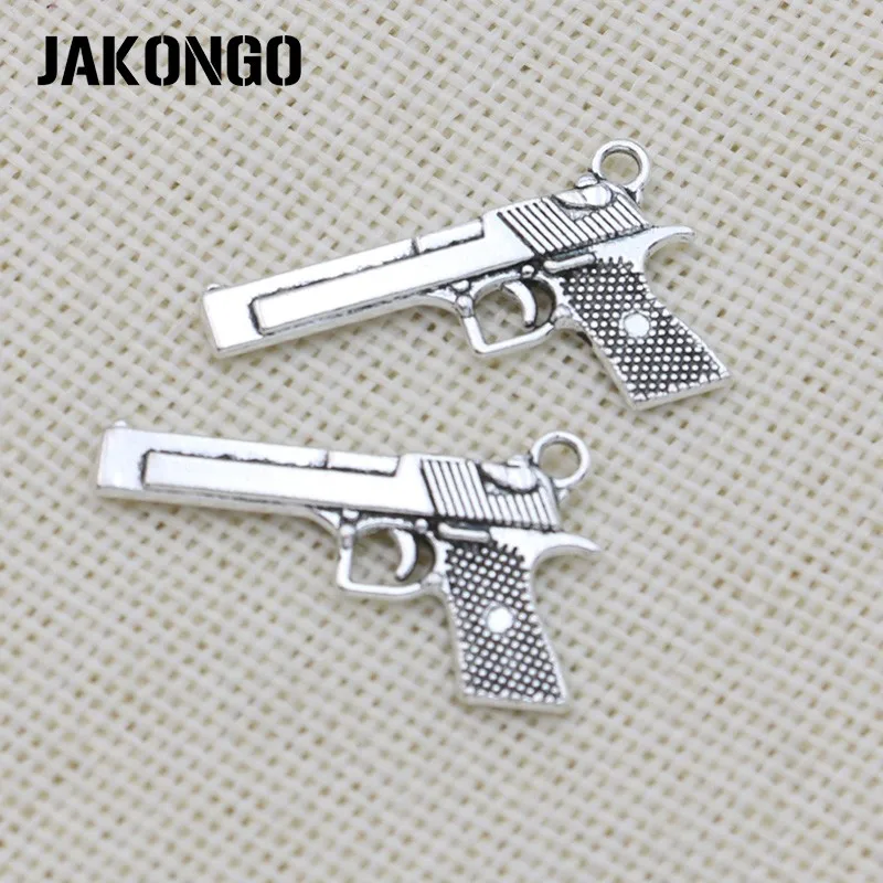 JAKONGO антикварные посеребренные Подвески с пистолетом для изготовления ювелирных