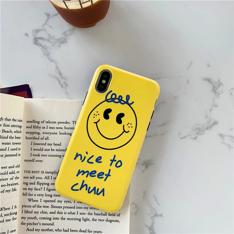 Чехол для телефона с улыбающимся лицом iPhone 11 pro XS XR Max X 8 7 6 Plus желтый глянцевый