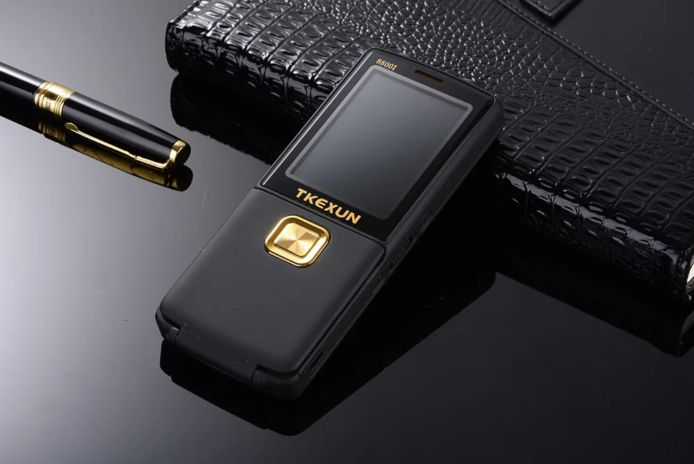 Black TKEXUN 8800i волшебный голос флип металлический корпус мобильный телефон Две сим-карты двойной фонарик SOS один ключ циферблат мобильного телефона - Цвет: Black