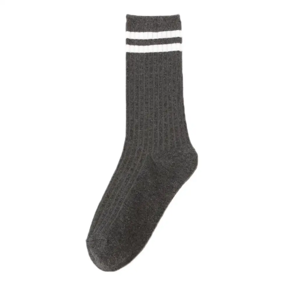 Dark Grey 1 пара, однотонные полосатые носки в Корейском стиле, унисекс, женские, Harajuku, полосатые, по щиколотку, Приятный хлопок, носки разных цветов - Цвет: Dark Grey