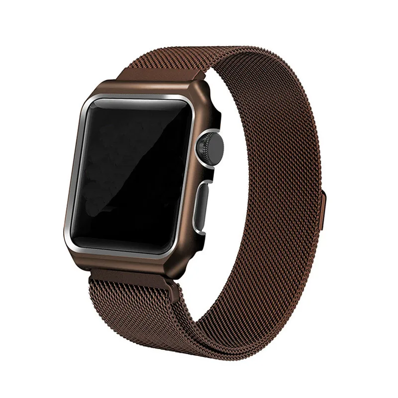 Корпус+ Миланская петля для Apple Watch 38 мм 42 мм 40 мм 44 мм ремешок из нержавеющей стали iwatch series 4 3 2 1 браслет металлический ремешок - Цвет ремешка: coffee