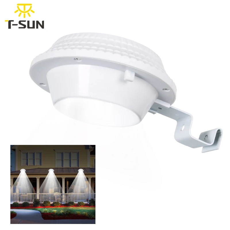 

T-SUNRISE Solar Power 12 LEDs Cold White Sensor Wall Light Round Solar Gutter Fence Lamp Waterproof Outdoor Garden Street Lamp