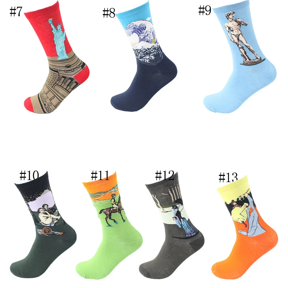 Хлопковые носки реальной Моны Лизы Ван Гога Сокс 7 парт Лот индивидуальный